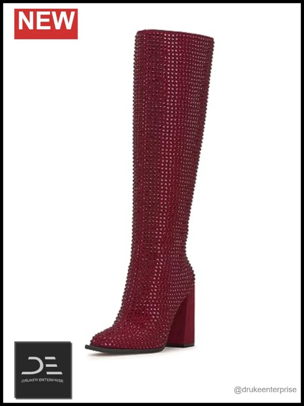 Faux Suede Over-the-Knee Boots Almond Toe Block Heel Zip